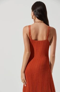 Telma Ribbed Knit Maxi Dress -Sundress Haven ACDR101152 RUST 0836