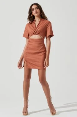 Fresca Cutout Mini Dress 14 Fresca Cutout Mini Dress -Sundress Haven ACDR101157 TERRACOTTA 0066