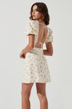 Lovegrove Floral Puff Sleeve Mini Dress -Sundress Haven ACDR101185 WHITEYELLOWFLORAL 0173