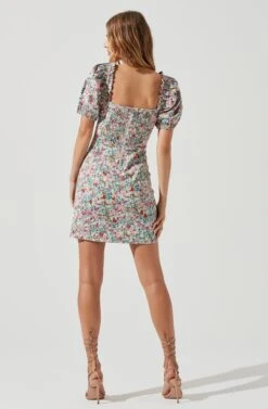 Skylar Floral Puff Sleeve Mini Dress -Sundress Haven ACDR101196 FUCHSIAMULTIFLORAL 5