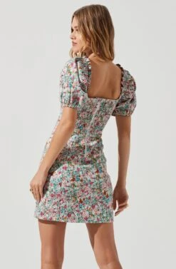 Skylar Floral Puff Sleeve Mini Dress -Sundress Haven ACDR101196 FUCHSIAMULTIFLORAL 6