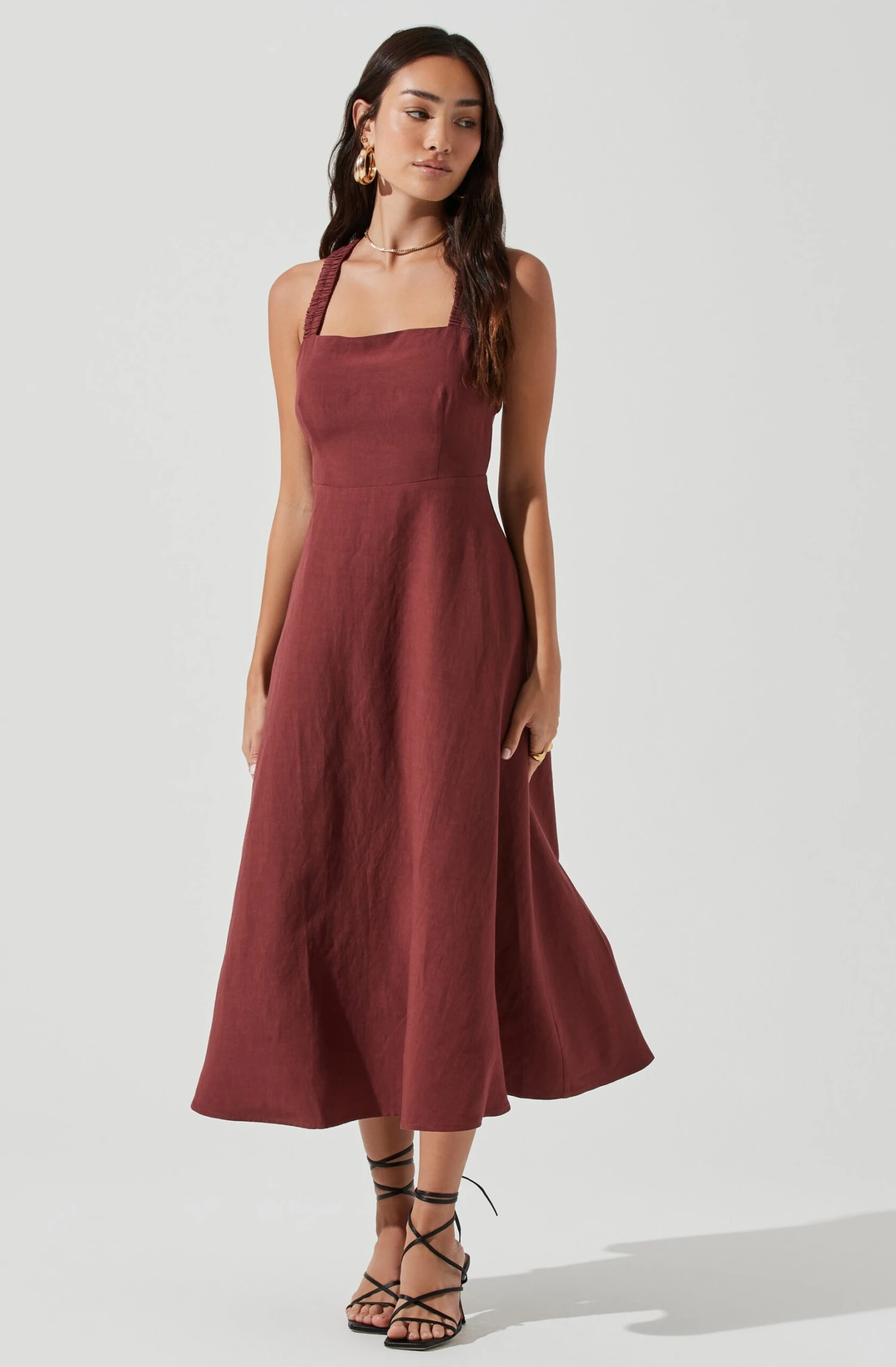 Valenz Square Neck Open Back Midi Dress 2 Valenz Square Neck Open Back Midi Dress - Image 2