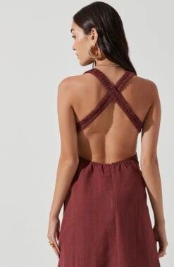 Valenz Square Neck Open Back Midi Dress 14 Valenz Square Neck Open Back Midi Dress -Sundress Haven ACDR101207 MARSALA 0662