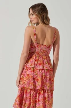 Midsummer Floral Tiered Maxi Dress -Sundress Haven ACDR101226B MAGENTAYELLOWFLRL 5