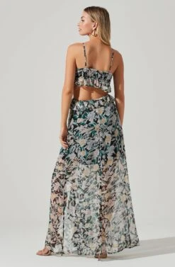 Palace Floral Cutout Ruffle Maxi Dress -Sundress Haven ACDR101252 BLACKMULTIFLORAL 04281