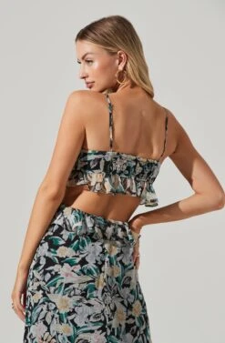 Palace Floral Cutout Ruffle Maxi Dress -Sundress Haven ACDR101252 BLACKMULTIFLORAL 04321