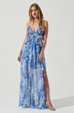 Palace Floral Cutout Ruffle Maxi Dress -Sundress Haven ACDR101252 BLUEWHITEFLORAL 0976 af8cbccb e647 4d61 9b78 ae28255a4fea