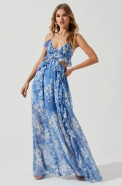 Palace Floral Cutout Ruffle Maxi Dress -Sundress Haven ACDR101252 BLUEWHITEFLORAL 0983 932da02d b656 4915 bedb 46ea1b56c6db