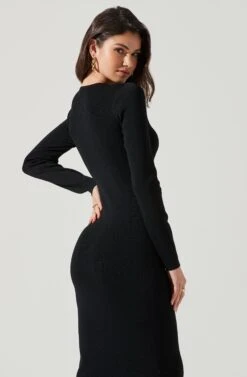 Jovie Front Cutout Bodycon Midi Dress 16 Jovie Front Cutout Bodycon Midi Dress -Sundress Haven ACDR101321 BLACK 1860