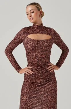 Leighton Geo Print Cutout Midi Dress -Sundress Haven ACDR101343 EGGPLANTNUDECOMBO 10431