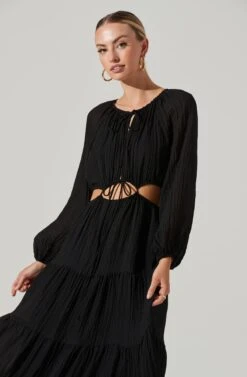 Freya Cutout Midriff Maxi Dress 14 Freya Cutout Midriff Maxi Dress -Sundress Haven ACDR101375S BLACK 3