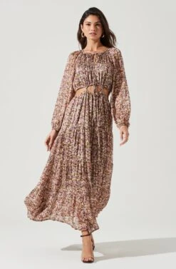 Freya Floral Cutout Midriff Maxi Dress