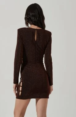 Monique Glitter Side Cutout Mini Dress -Sundress Haven ACDR101380 COPPERMETALLIC 4