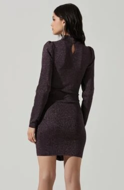 Tillie Metallic Mock Neck Mini Dress -Sundress Haven ACDR101381 PINKBLACK 5