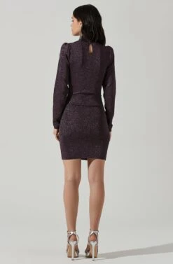 Tillie Metallic Mock Neck Mini Dress -Sundress Haven ACDR101381 PINKBLACK 6