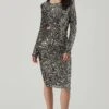 Sylvina Sequin Cutout Midi Dress