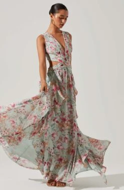 Noya Floral Cutout Maxi Dress -Sundress Haven ACDR101457 AQUAPINKFLORAL 6 3