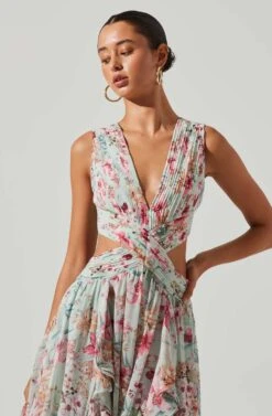 Noya Floral Cutout Maxi Dress -Sundress Haven ACDR101457 AQUAPINKFLORAL 6 5