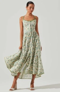 Yamila Floral Eyelet Midi Dress 8 Yamila Floral Eyelet Midi Dress -Sundress Haven ACDR101467 OLIVEYELLOWFLORAL 2