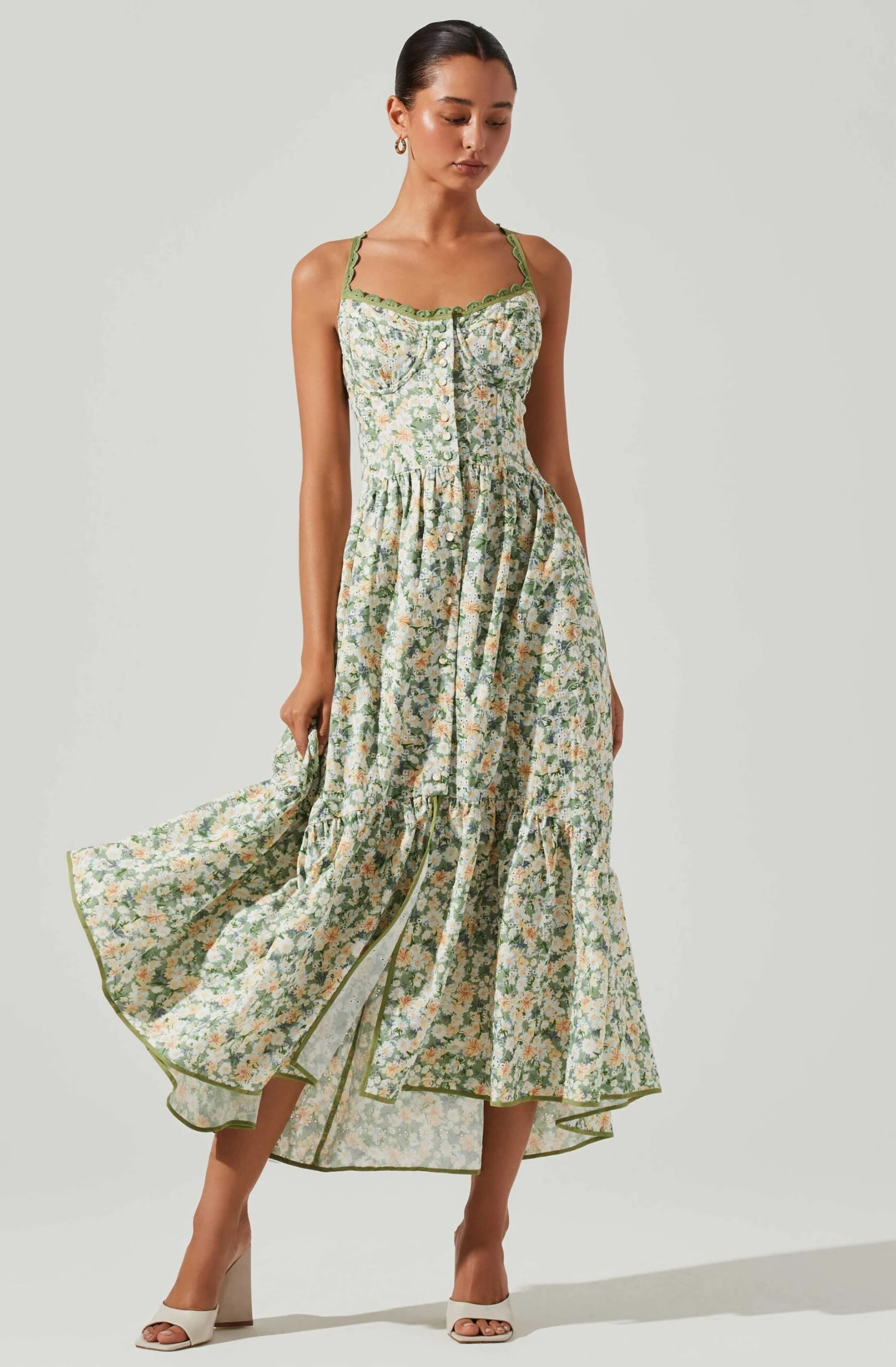 Yamila Floral Eyelet Midi Dress 3 Yamila Floral Eyelet Midi Dress - Image 3