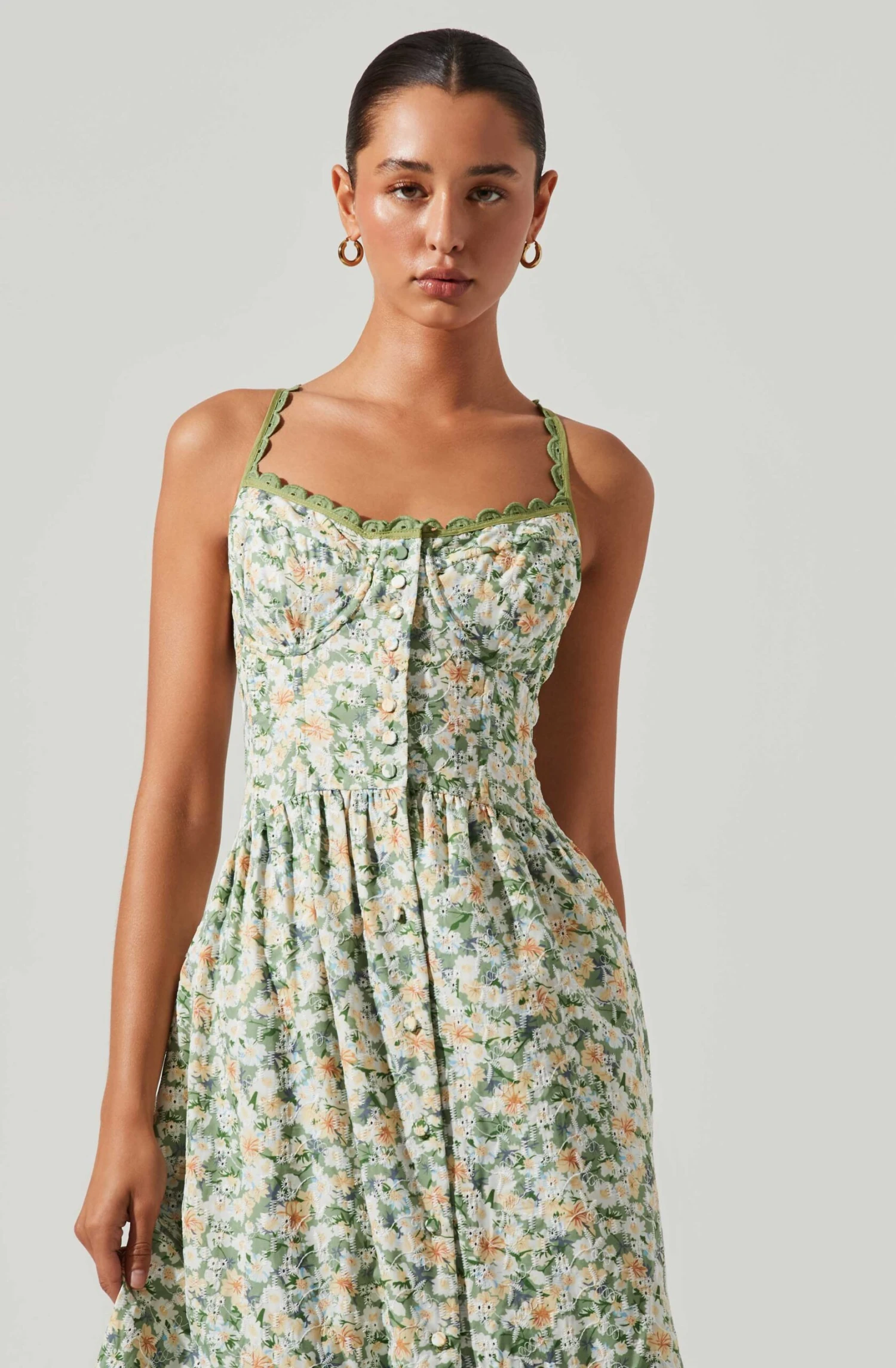 Yamila Floral Eyelet Midi Dress 2 Yamila Floral Eyelet Midi Dress - Image 2