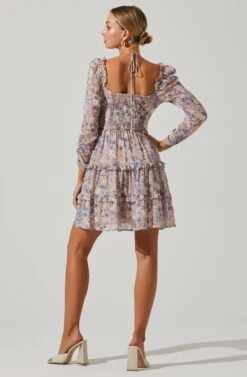 Noelia Floral Halter Mini Dress -Sundress Haven ACDR101513 BLUEPINKMULTI 5