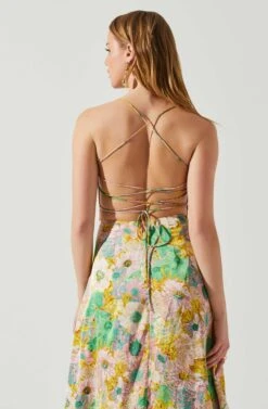 Gala Bustier Cross Strap Midi Dress 24 Gala Bustier Cross Strap Midi Dress -Sundress Haven ACDR101545 CORALYELLOWFLORAL 5