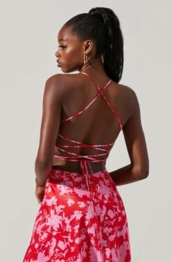 Gala Bustier Cross Strap Midi Dress 18 Gala Bustier Cross Strap Midi Dress -Sundress Haven ACDR101545 REDPINKMULTI 3