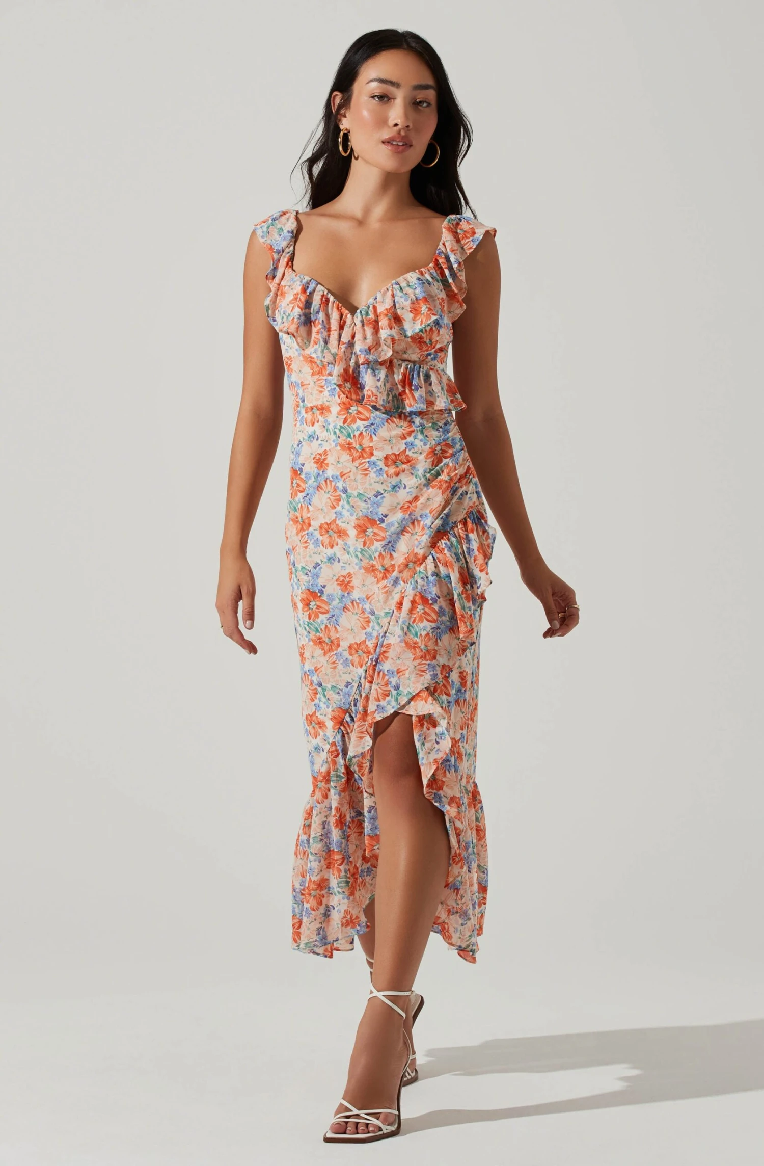 Mahalia Floral Sweetheart Ruffle Midi Dress 3 Mahalia Floral Sweetheart Ruffle Midi Dress - Image 3