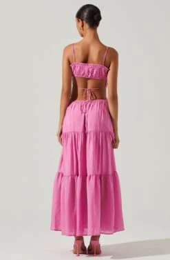 Odina Smocked Cutout Tiered Maxi Dress -Sundress Haven ACDR101551S PINK 6
