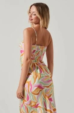 Mariela Abstract Print Midi Dress -Sundress Haven ACDR101558R MUSTARDPINKFLORAL 3