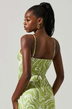 Mabel Retro Floral Bustier Midi Dress -Sundress Haven ACDR101568 CELERYFLORAL 4