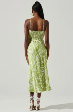 Mabel Retro Floral Bustier Midi Dress -Sundress Haven ACDR101568 CELERYFLORAL 5