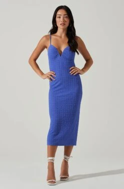 Signy Textured Midi Dress 18 Signy Textured Midi Dress -Sundress Haven ACDR101570L MARINEBLUE 1