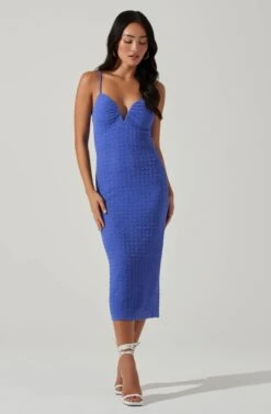 Signy Textured Midi Dress 20 Signy Textured Midi Dress -Sundress Haven ACDR101570L MARINEBLUE 2