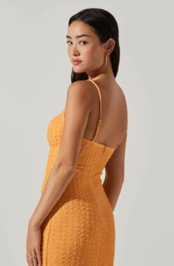 Signy Textured Midi Dress 16 Signy Textured Midi Dress -Sundress Haven ACDR101570L TANGERINE 3