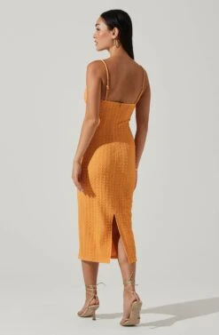 Signy Textured Midi Dress 17 Signy Textured Midi Dress -Sundress Haven ACDR101570L TANGERINE 4