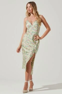 Florentina Floral Midi Dress -Sundress Haven ACDR101584 LIMEPINKFLORAL 1