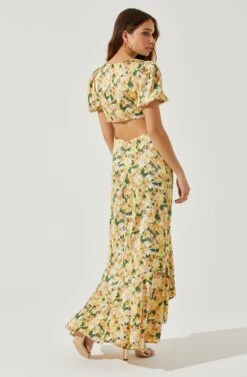 Dayanara Puff Sleeve Floral Maxi Dress 10 Dayanara Puff Sleeve Floral Maxi Dress -Sundress Haven ACDR101589P GREENYELLOWFLORAL 5