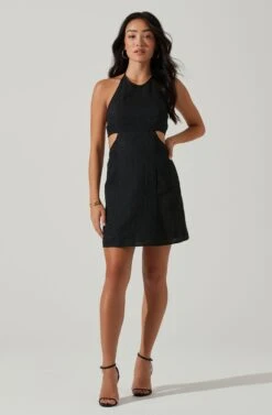 Laylin Halter Cutout Mini Dress -Sundress Haven ACDR101590S BLACK 1