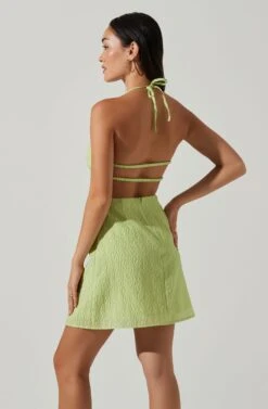 Laylin Halter Cutout Mini Dress -Sundress Haven ACDR101590S LIGHTGREEN 3