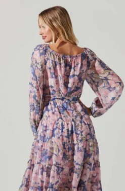 Jannika Floral Wrap Front Midi Dress -Sundress Haven ACDR101593 PURPLEPINKFLORAL 5