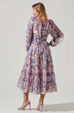 Jannika Floral Wrap Front Midi Dress -Sundress Haven ACDR101593 PURPLEPINKFLORAL 6