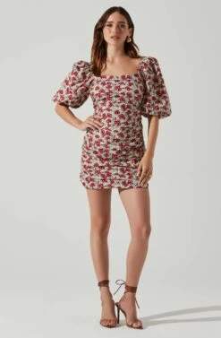 Verina Puff Sleeve Floral Mini Dress