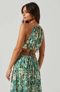 Sivana Halter Neck Floral Maxi Dress -Sundress Haven ACDR101690 GREENFLORAL 3