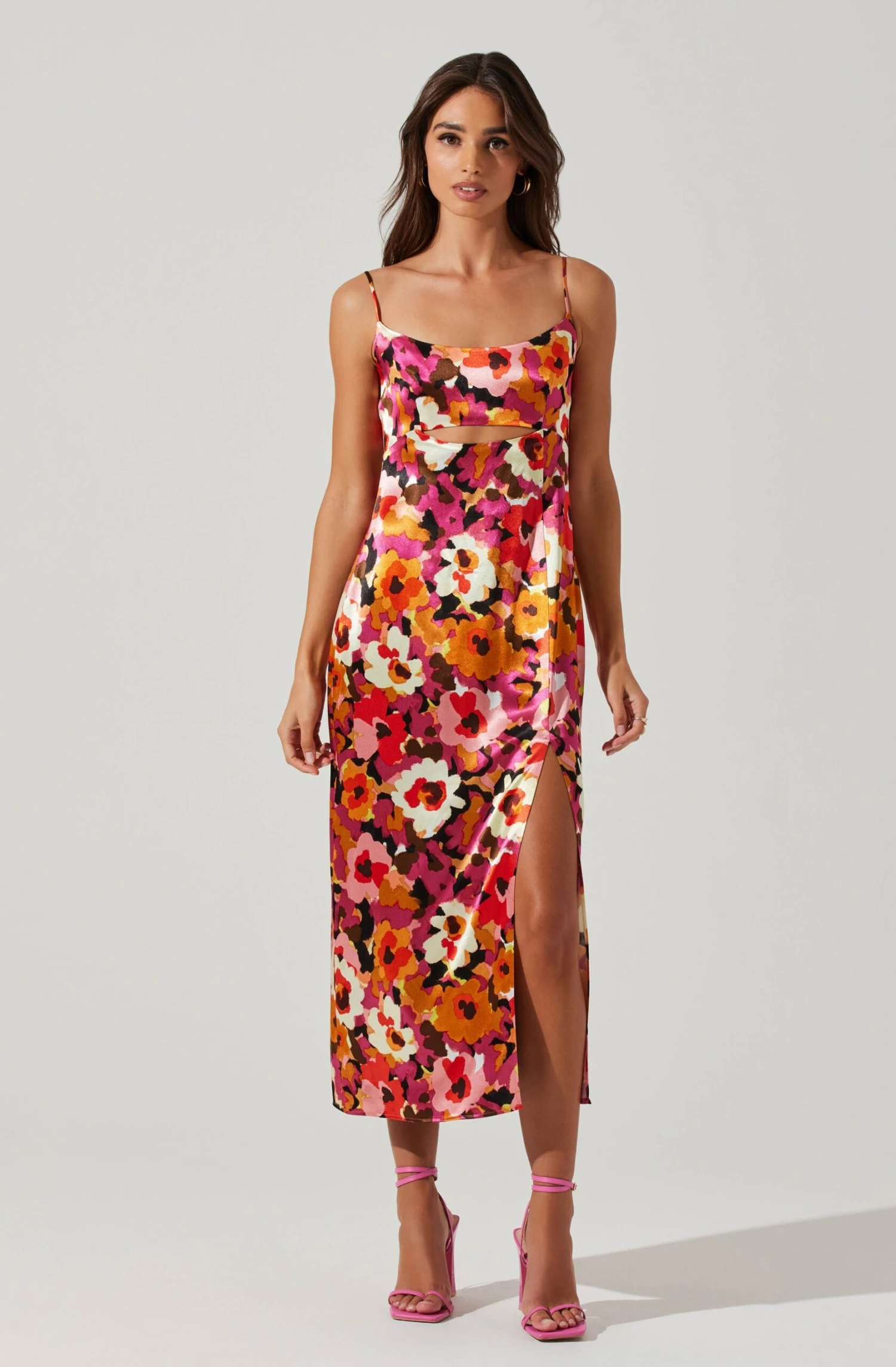Chelsi Floral Satin Midi Dress 1 Chelsi Floral Satin Midi Dress