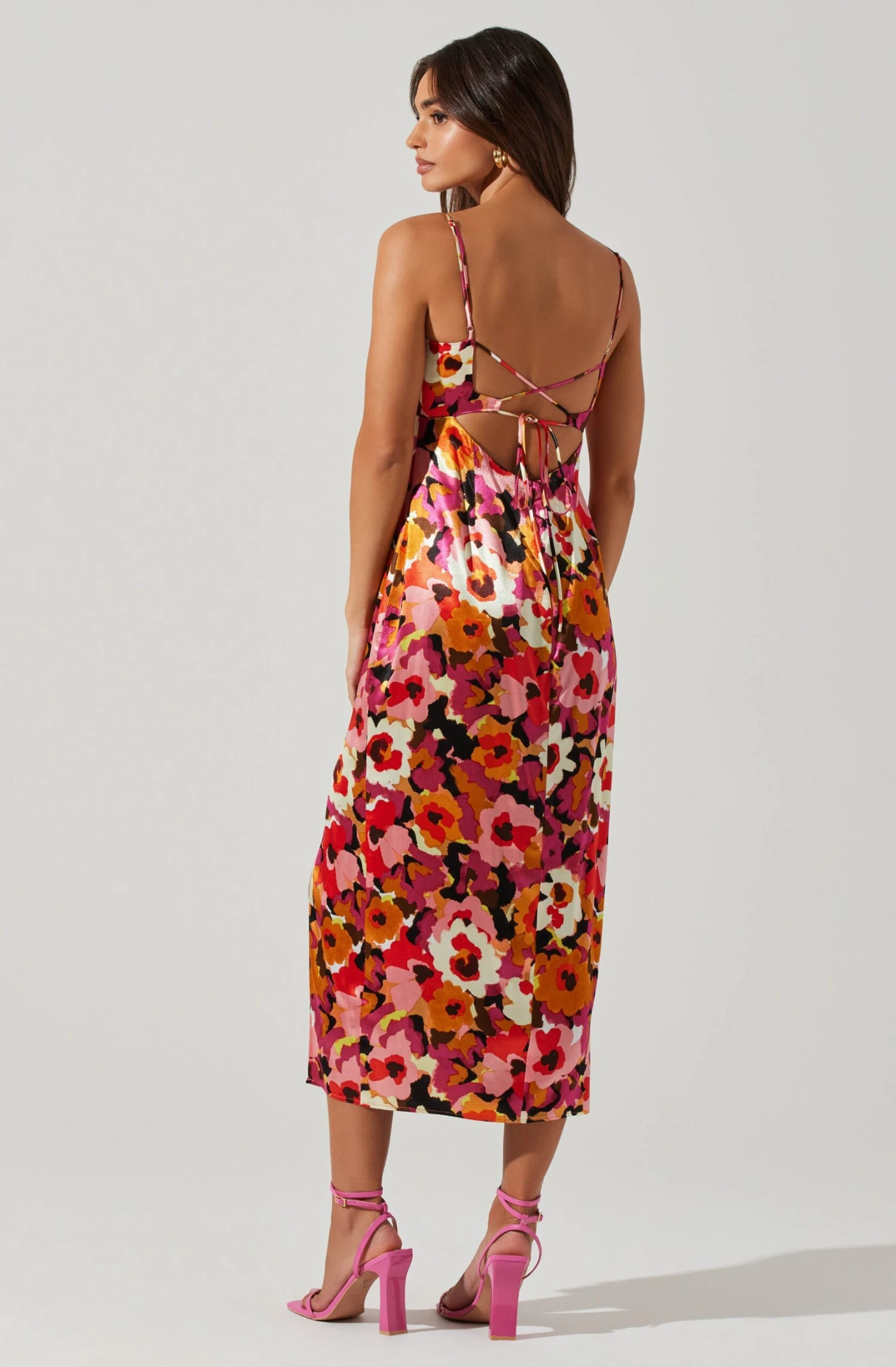 Chelsi Floral Satin Midi Dress 4 Chelsi Floral Satin Midi Dress - Image 4