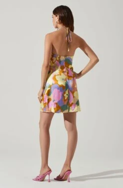 Minda Floral Halter Mini Dress 7 Minda Floral Halter Mini Dress -Sundress Haven ACDR101727 LIMERUSTFLORAL 4