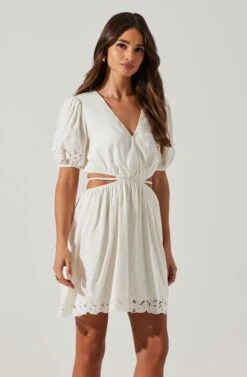 Haylen Cutout Mini Dress -Sundress Haven ACDR101761 WHITE 3