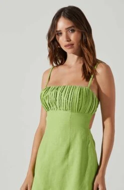 Claramae Ruched Mini Dress -Sundress Haven ACDR101796S AVOCADO 3